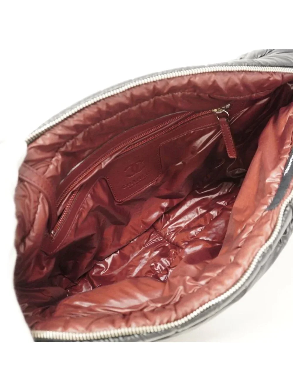 Chanel Shoulder Bag Coco Cocoon Nylon Black Silver